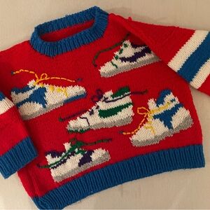 Handmade Colorful Knit Sweater with Sneaker Design